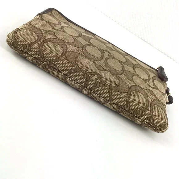 COACH Wristlet Bag Brown Signature Logo with Tag - Picture 10 of 10